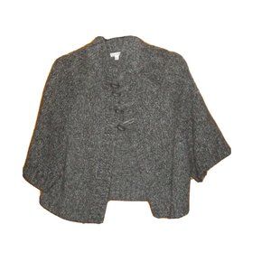 Grane 4-Button Thick Soft Acrylic Short Sweater Dark Gray Womens